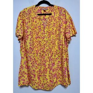 Cottagecore Floral Blouse 2X Bohemian‎ Grandmillennial Pintuck Lagenlook Chic